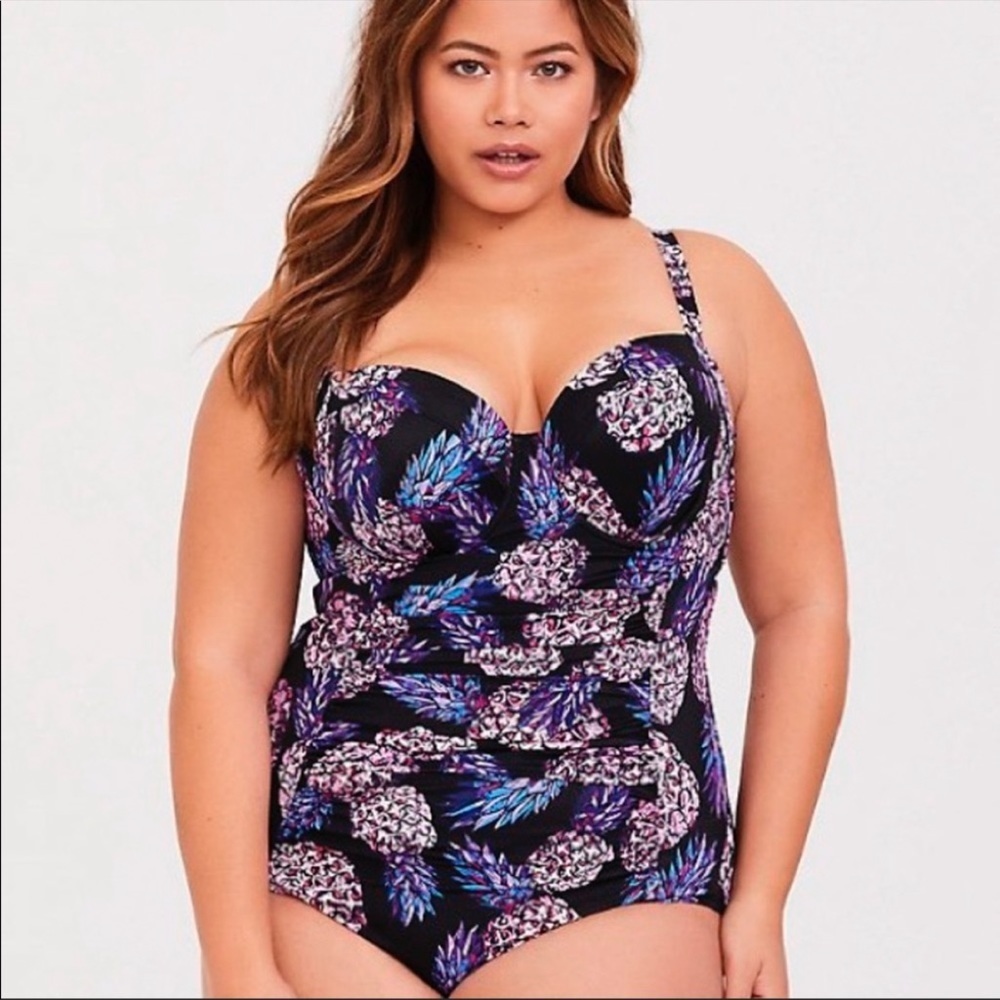 Torrid Pineapple Print Push-Up One Piece, 4x. - image 1